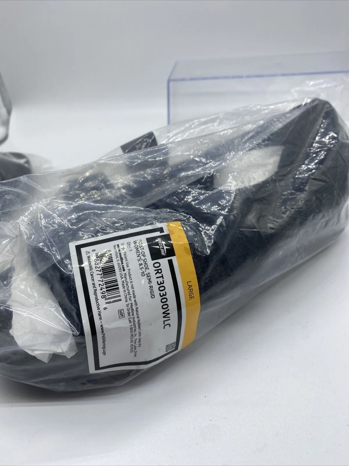Women MEDLINE Semi rigid Post-Op 1 Shoe Black Large 8.5-10Sz Adjustable Slipper