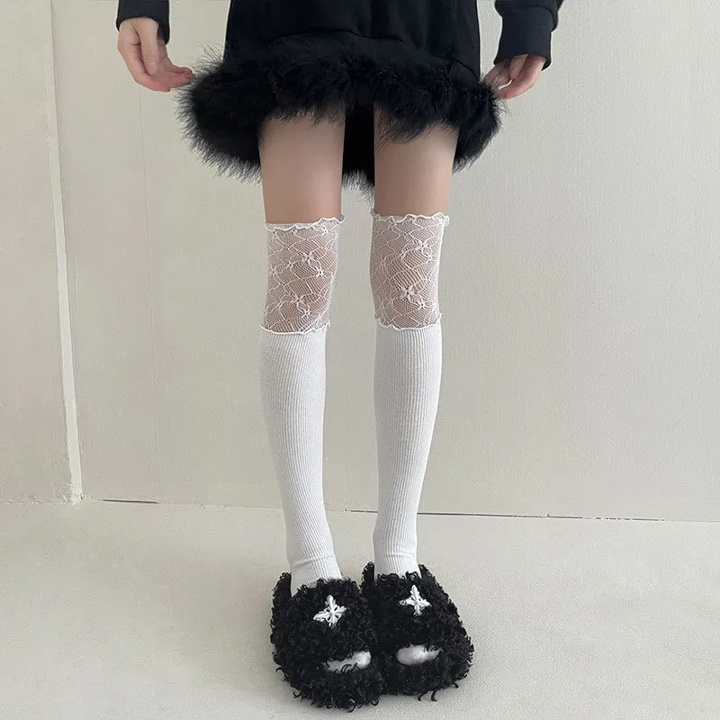 Women's Lace Splicing Fake High Tube Knee Socks