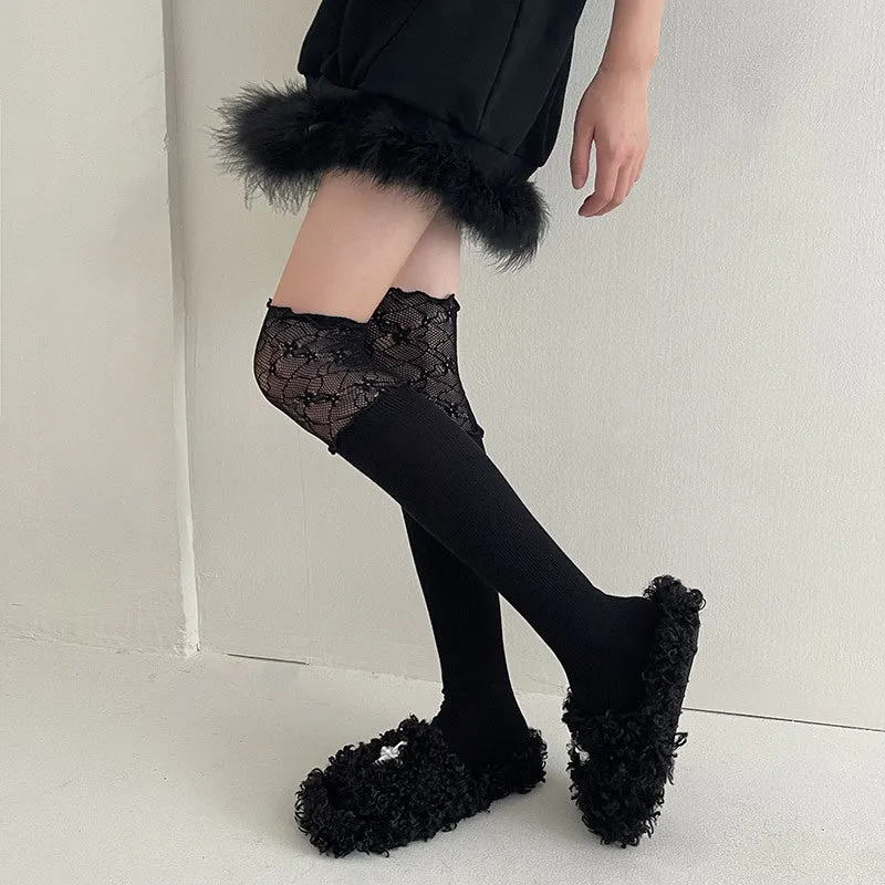 Women's Lace Splicing Fake High Tube Knee Socks