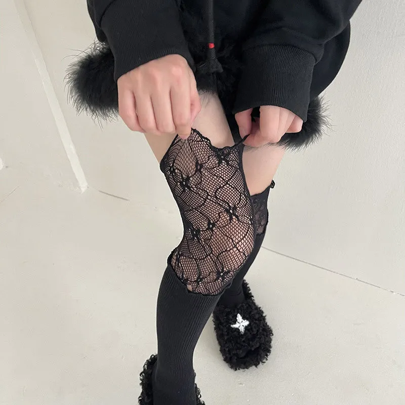 Women's Lace Splicing Fake High Tube Knee Socks