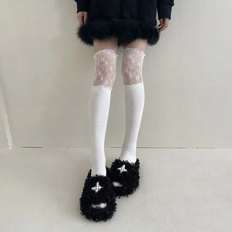 Women's Lace Splicing Fake High Tube Knee Socks