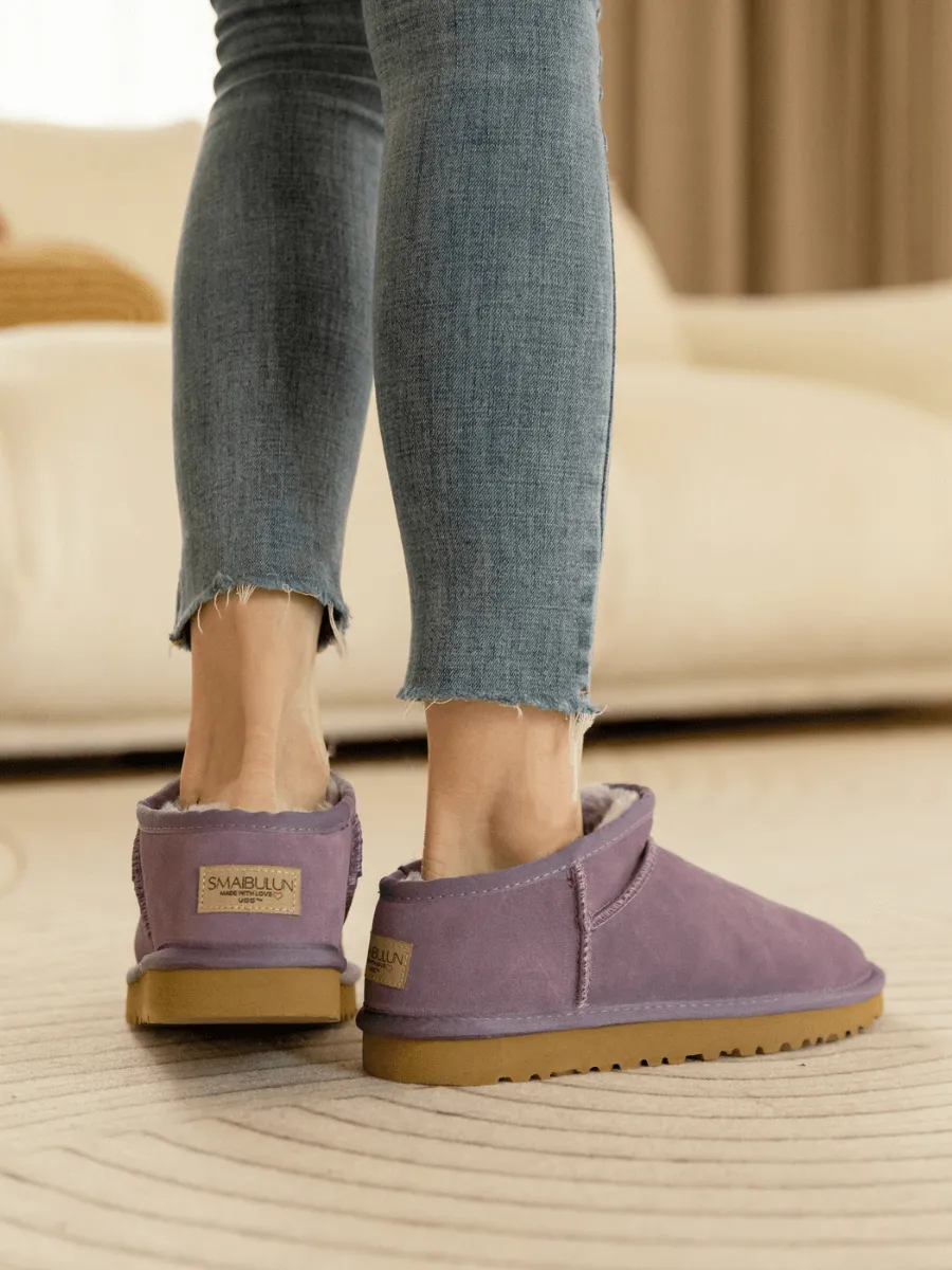 Wool Lined Suede Tasman Low Ankle Boot - Lavender
