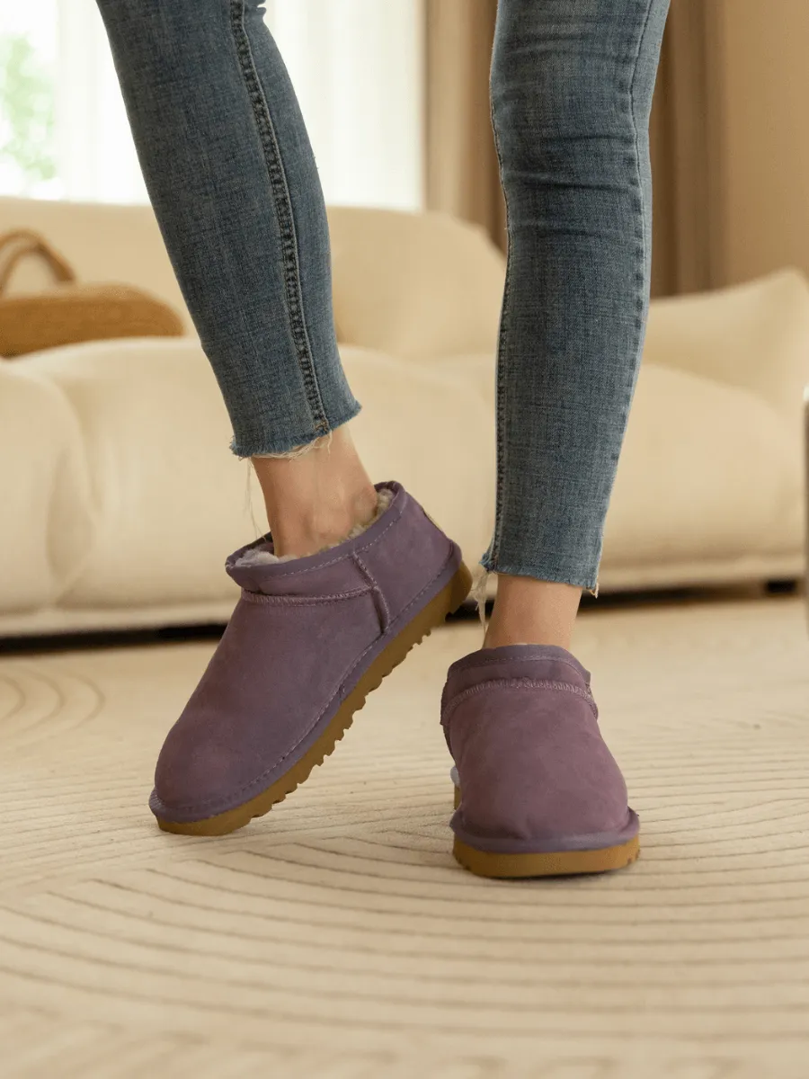 Wool Lined Suede Tasman Low Ankle Boot - Lavender