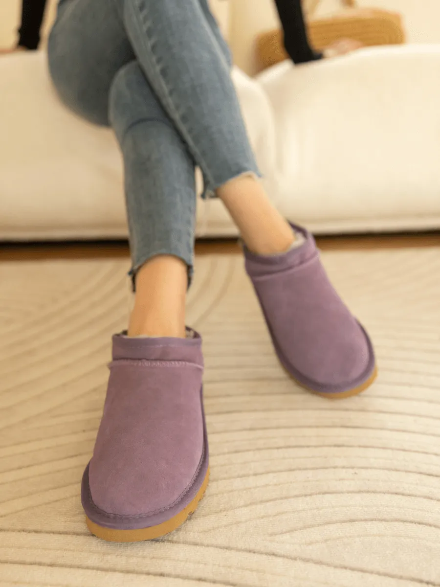 Wool Lined Suede Tasman Low Ankle Boot - Lavender