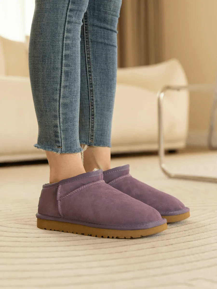 Wool Lined Suede Tasman Low Ankle Boot - Lavender