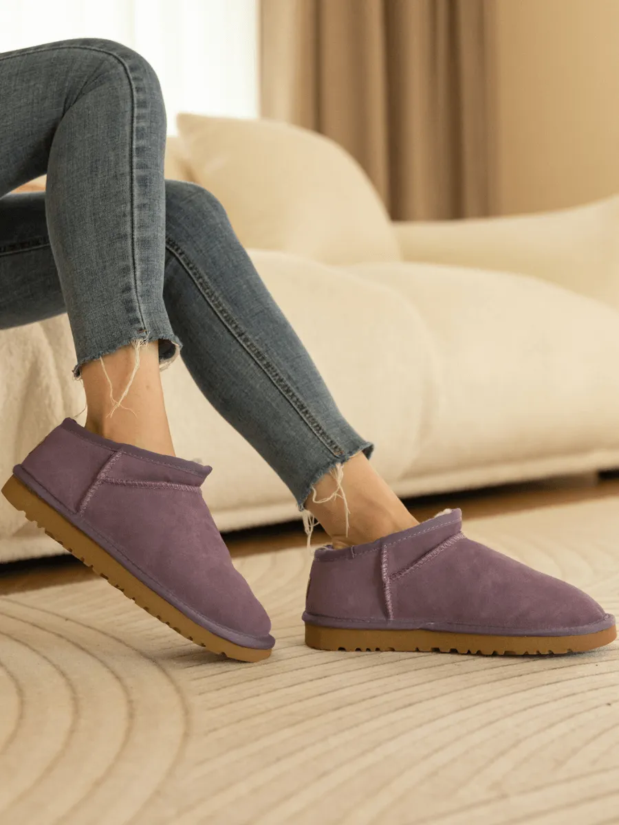 Wool Lined Suede Tasman Low Ankle Boot - Lavender