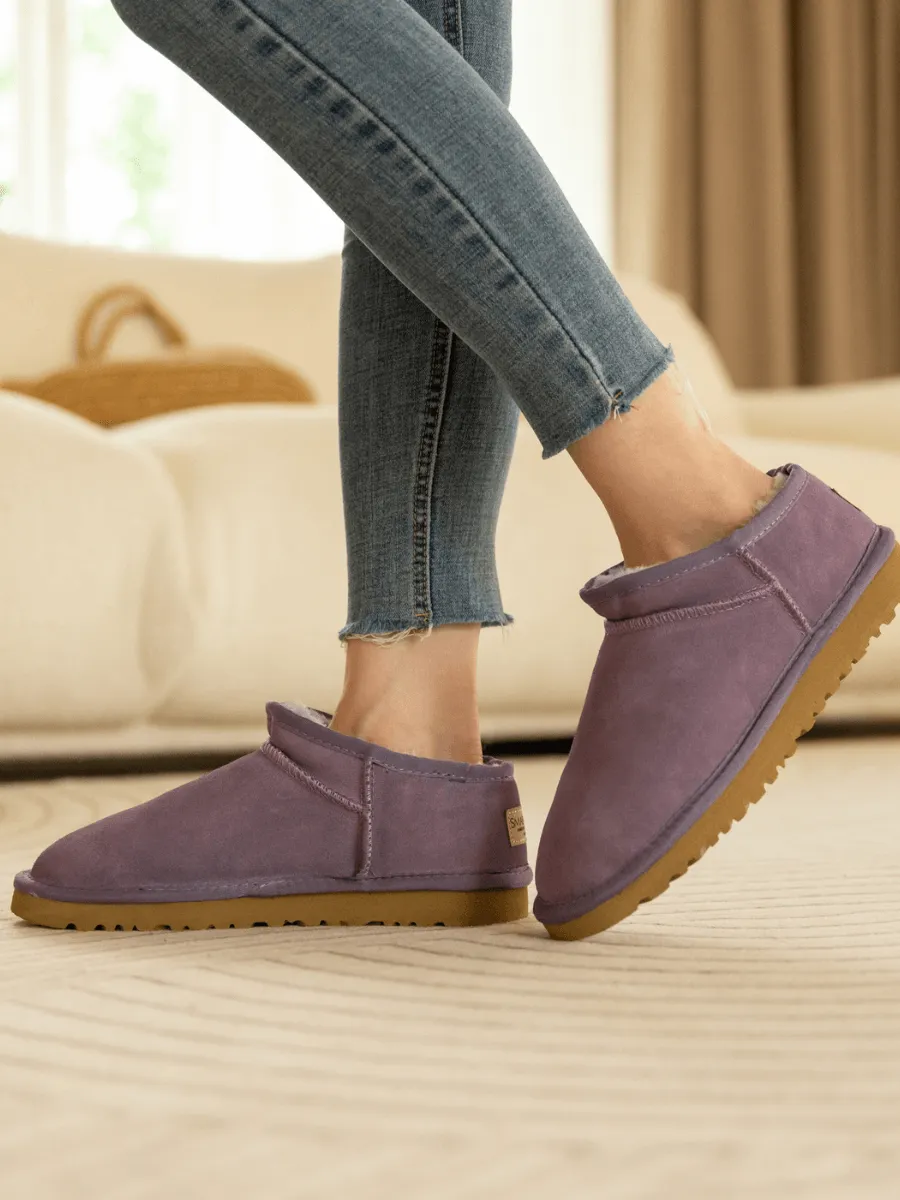 Wool Lined Suede Tasman Low Ankle Boot - Lavender