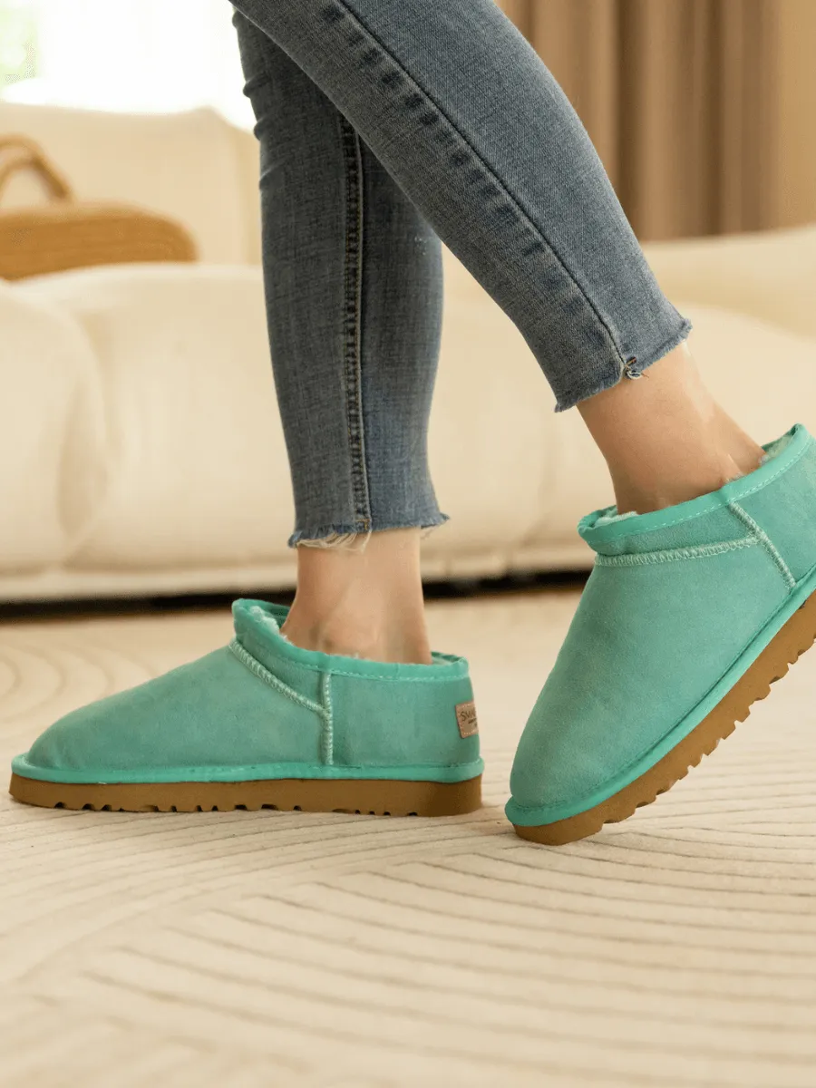 Wool Lined Suede Tasman Low Ankle Boot - Turquoise