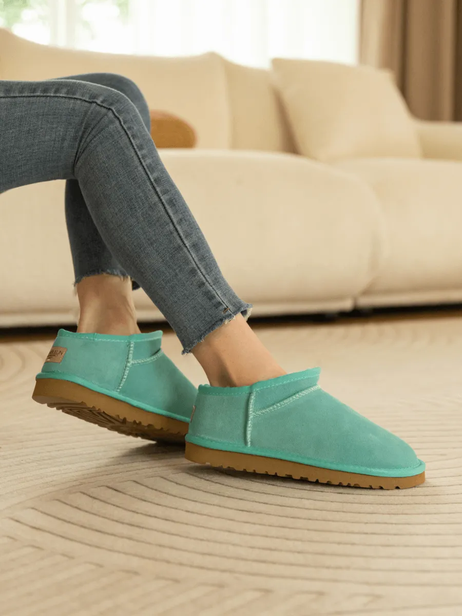 Wool Lined Suede Tasman Low Ankle Boot - Turquoise