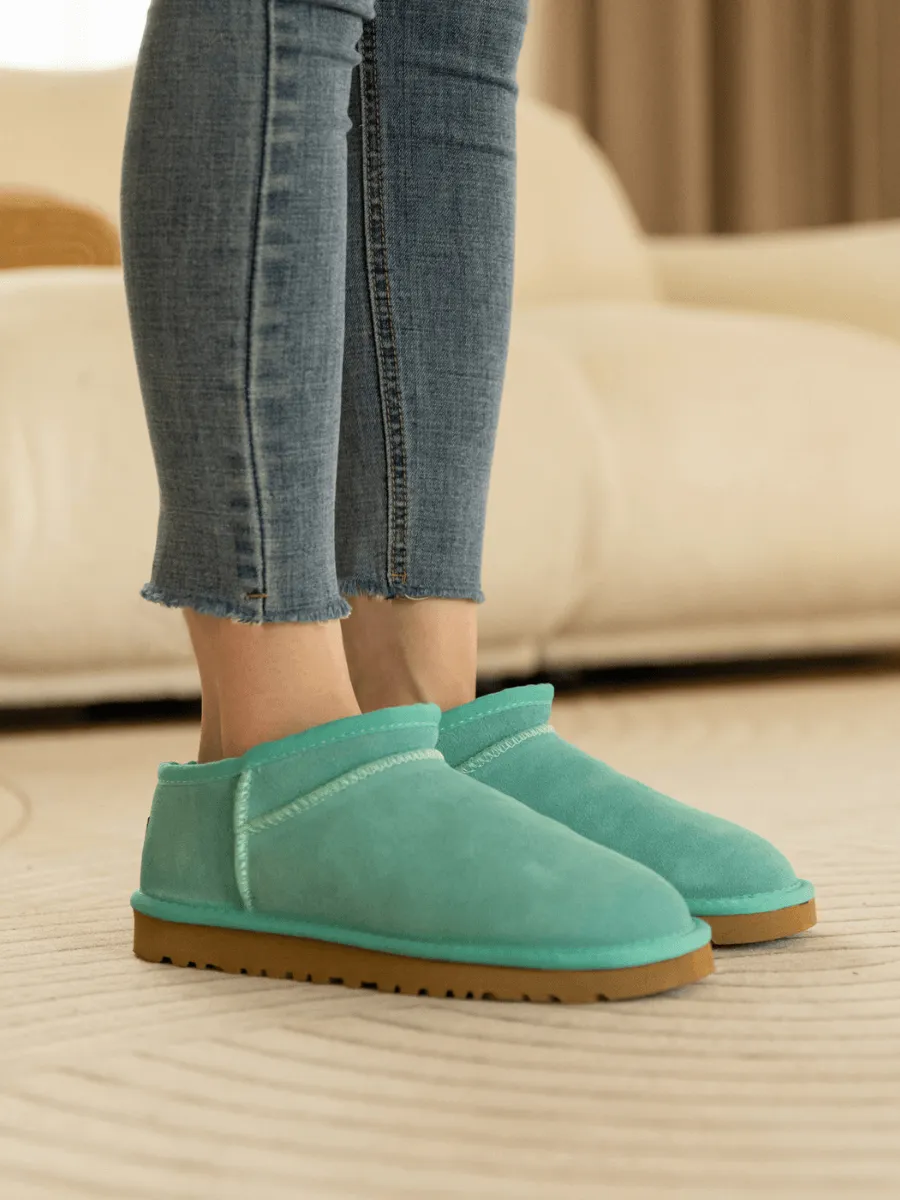 Wool Lined Suede Tasman Low Ankle Boot - Turquoise