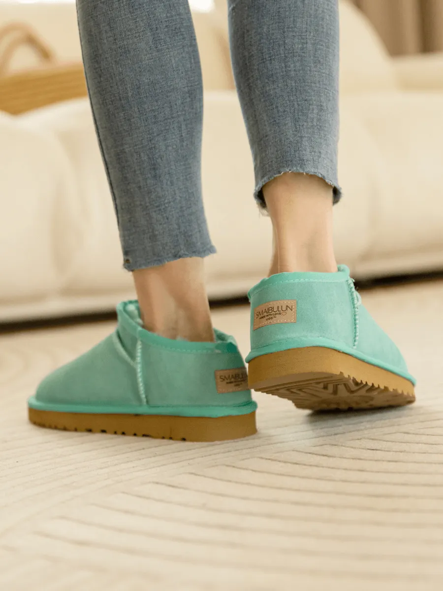Wool Lined Suede Tasman Low Ankle Boot - Turquoise