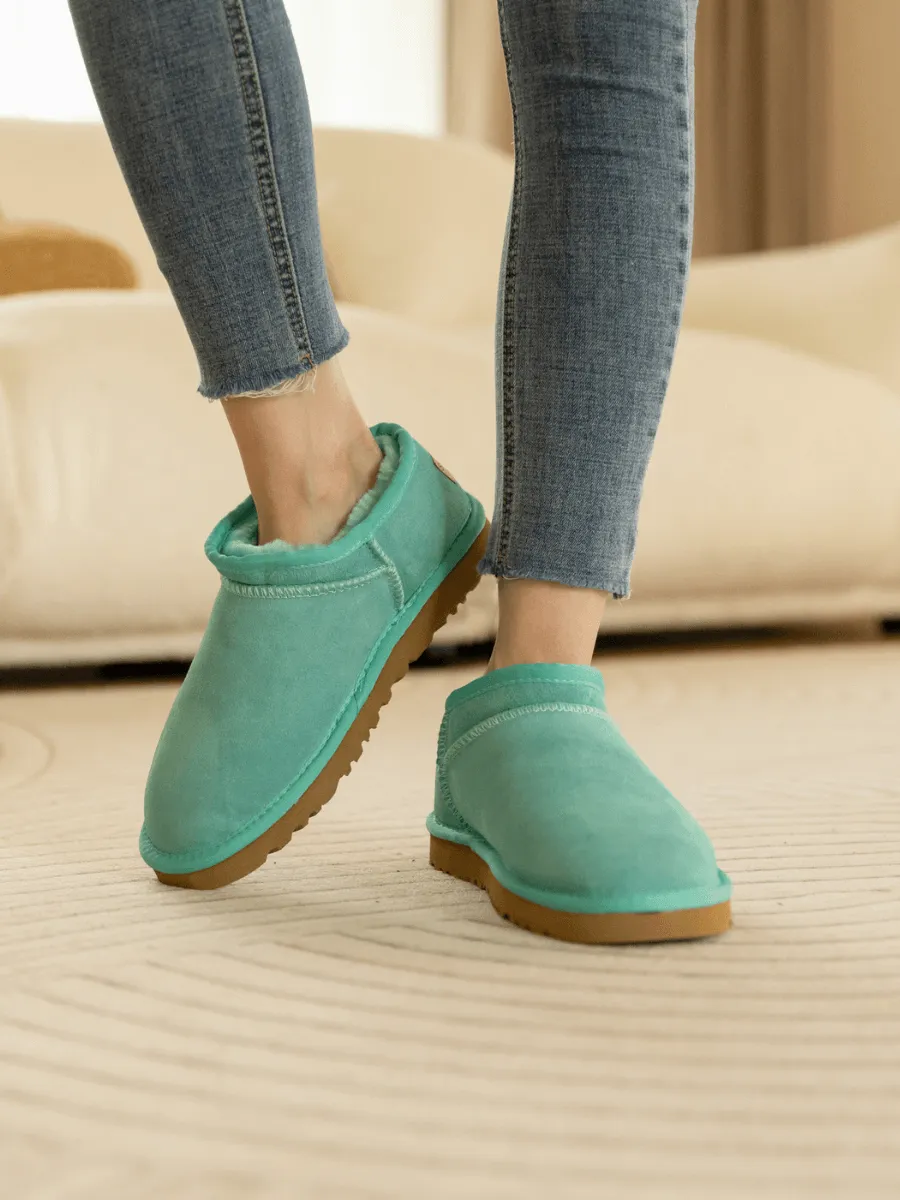 Wool Lined Suede Tasman Low Ankle Boot - Turquoise