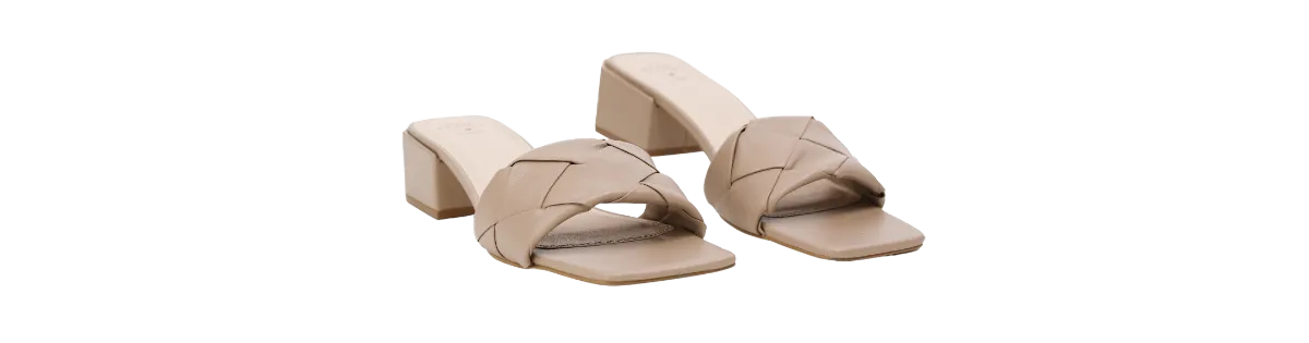 Woven Low Heeled Slip On Sandal