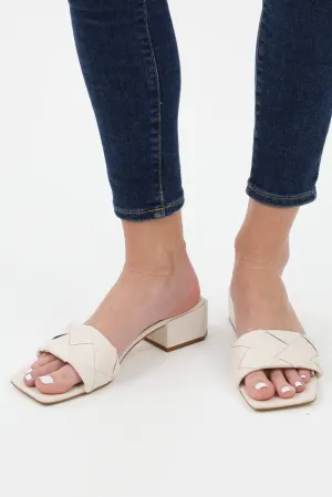 Woven Low Heeled Slip On Sandal