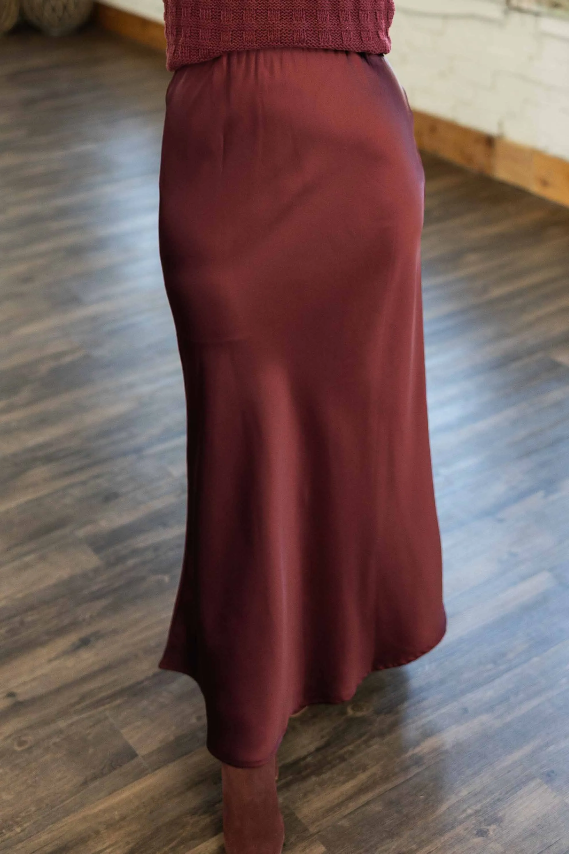 YOU HAD ME AT BORDEAUX MAXI SILK SLIP SKIRT
